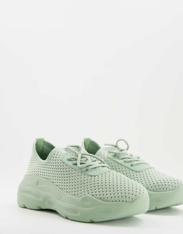 ASOS DESIGN Denmark chunky knit lace up sneakers in mint