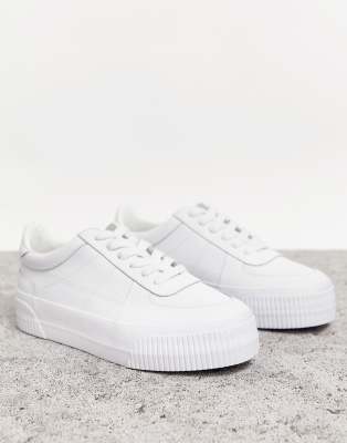 plain white leather trainers