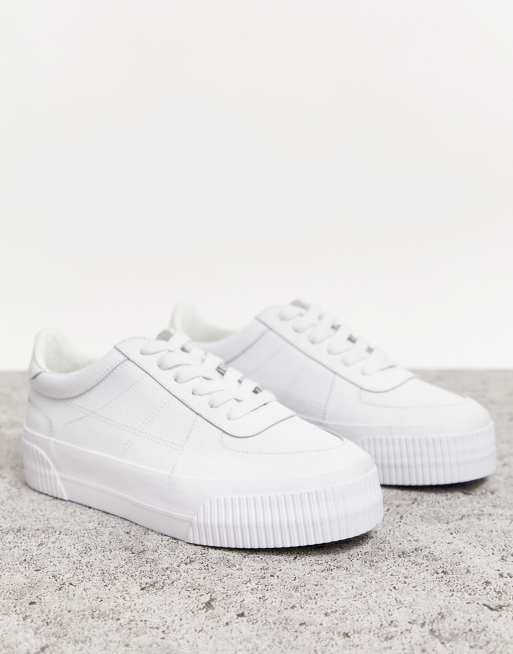 ASOS DESIGN - Depart - Leren sneakers met dikke zool in wit