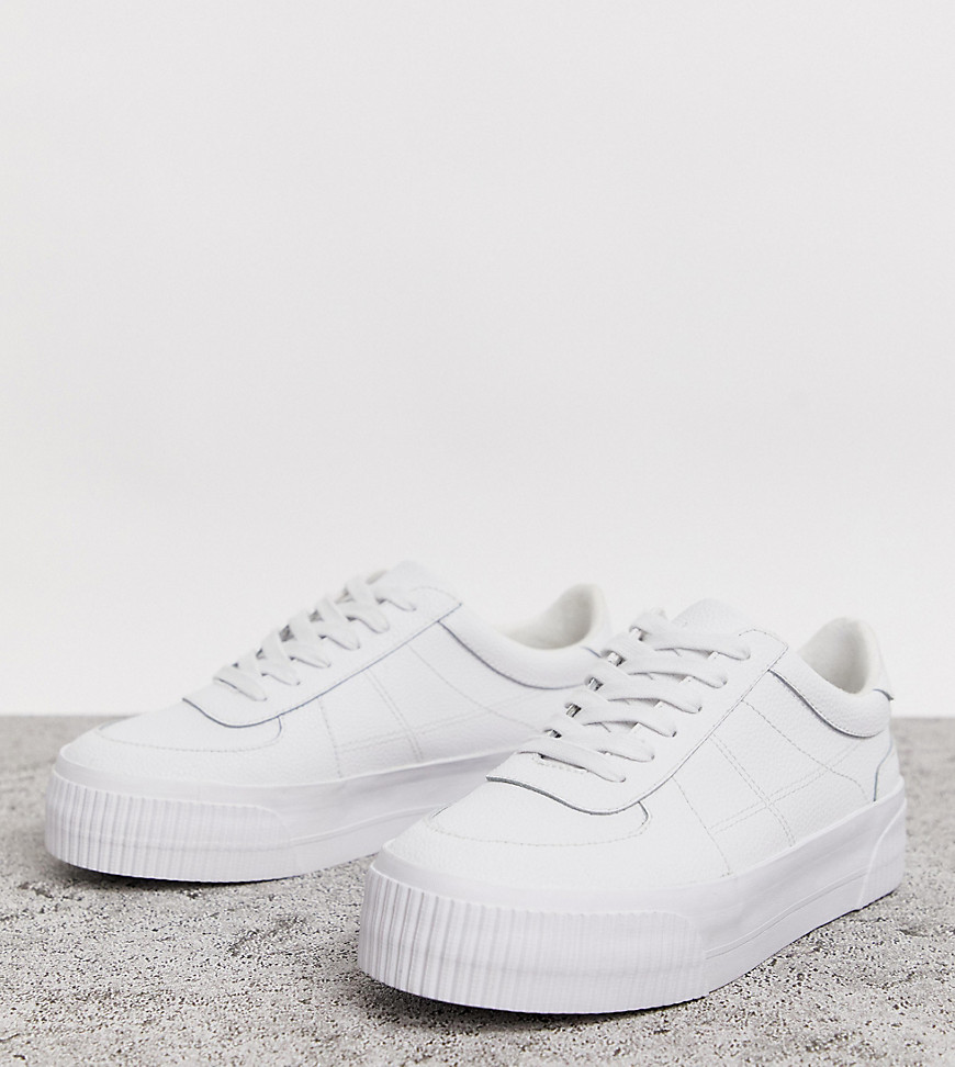 ASOS DESIGN - Depart - Sneakers pianta larga con suola spessa in pelle bianche-Bianco