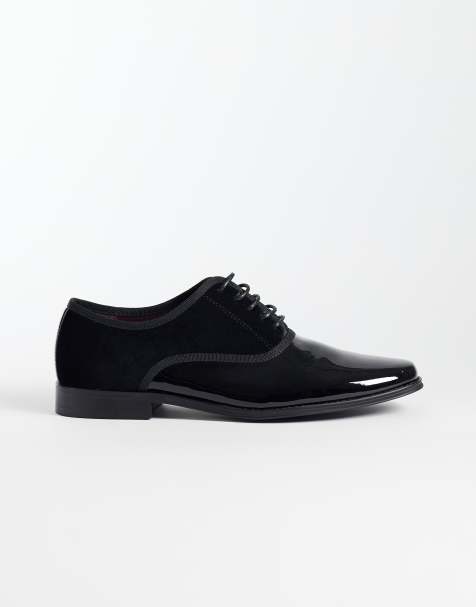 ASOS DESIGN derbies à lacets en noir verni et velours - view 1