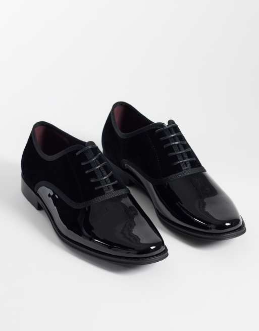 ASOS DESIGN derbies à lacets en noir verni et velours, 2 de 4