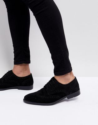 ASOS DESIGN derby brogue shoes in black suede - ASOS Price Checker