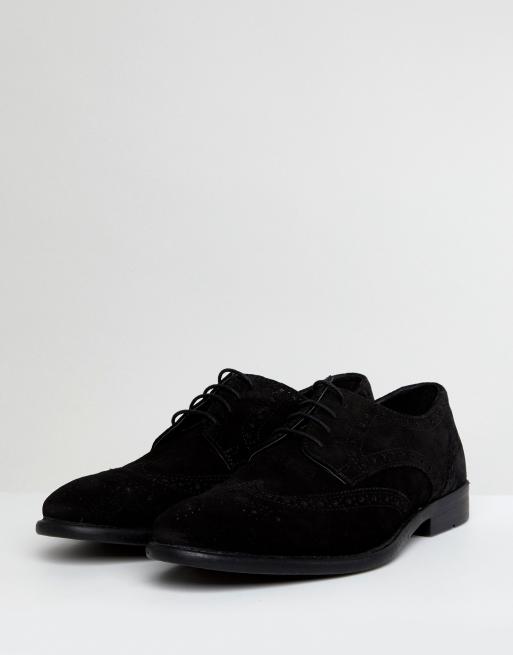 Black suede 2025 brogue shoes