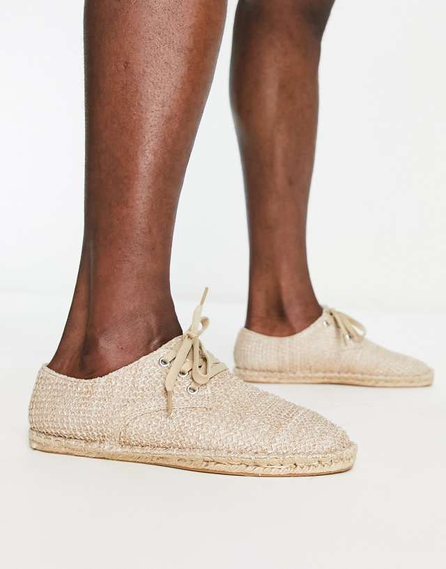 ASOS DESIGN derby espadrilles in stone basket weave