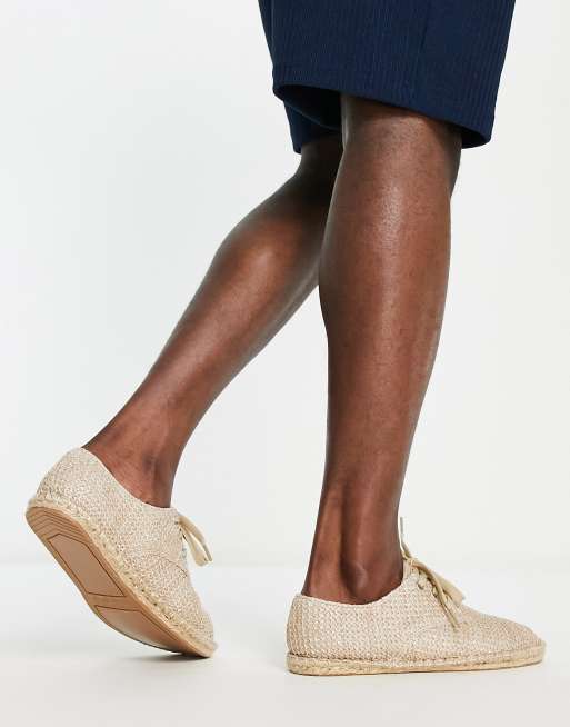 ASOS DESIGN derby espadrilles in stone basket weave