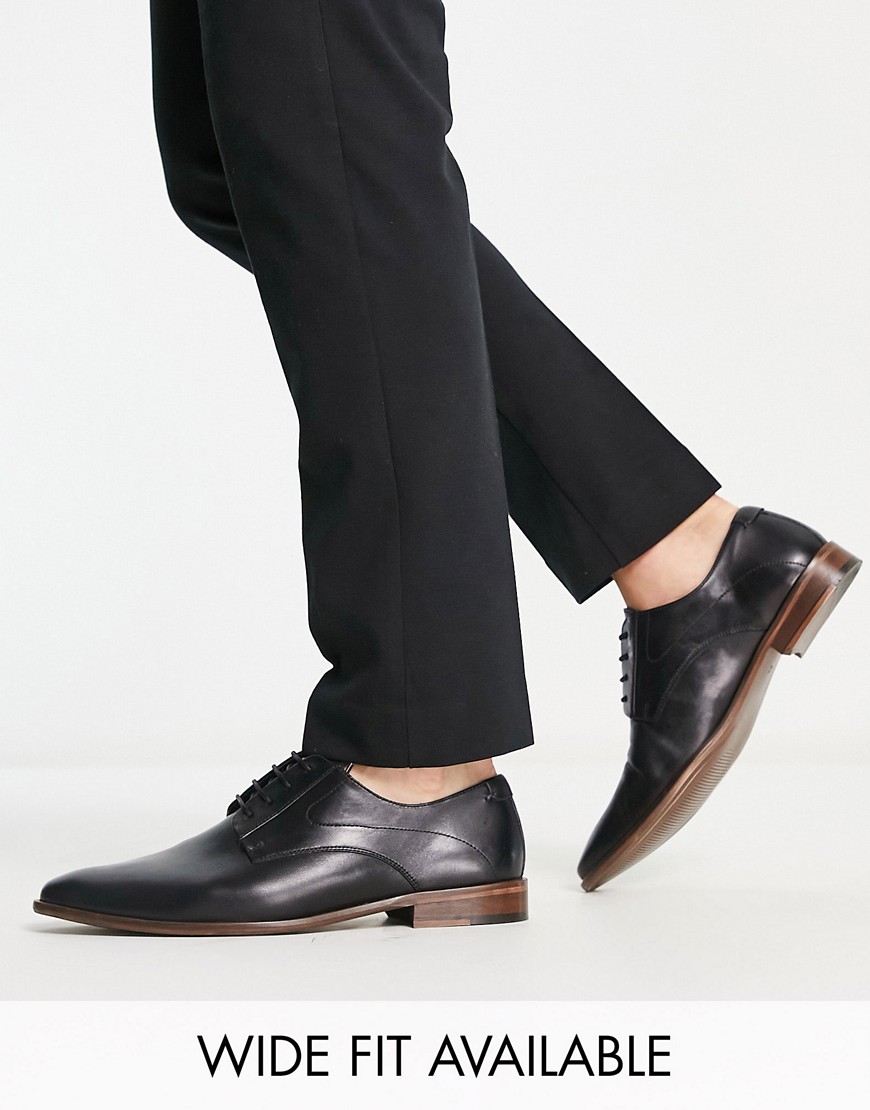 ASOS DESIGN derby lace up shoes in black leather