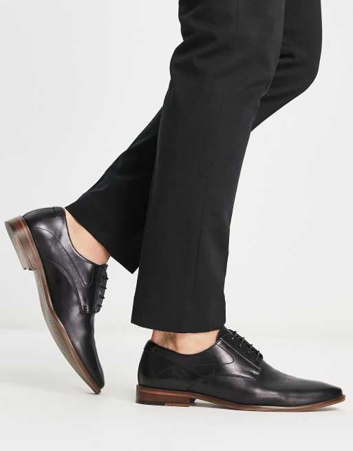 ASOS DESIGN derby lace up shoes in black leather