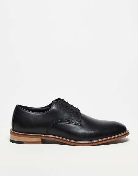 ASOS DESIGN derby lace up shoes in black leather - view 1