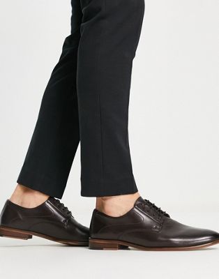 ASOS DESIGN derby lace up shoes in brown leather - ASOS Price Checker