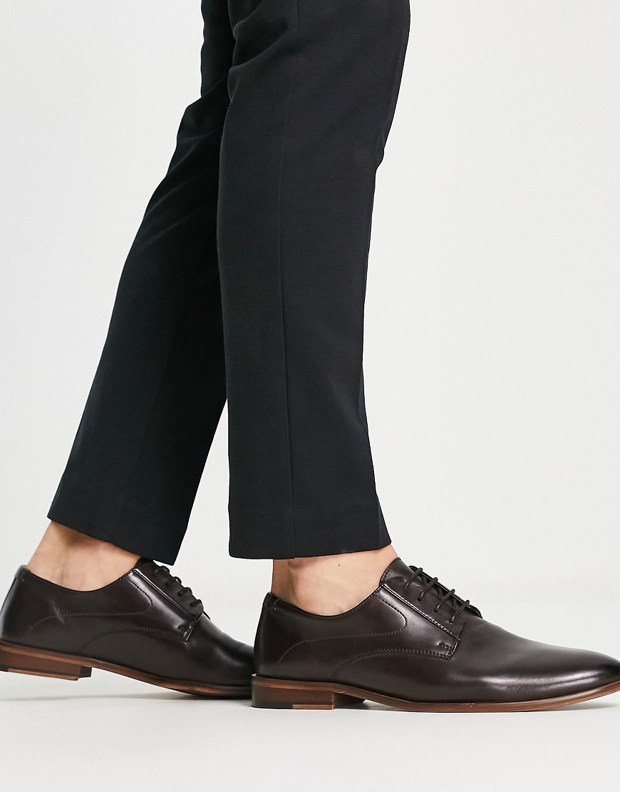 ASOS DESIGN derby lace up shoes in brown leather