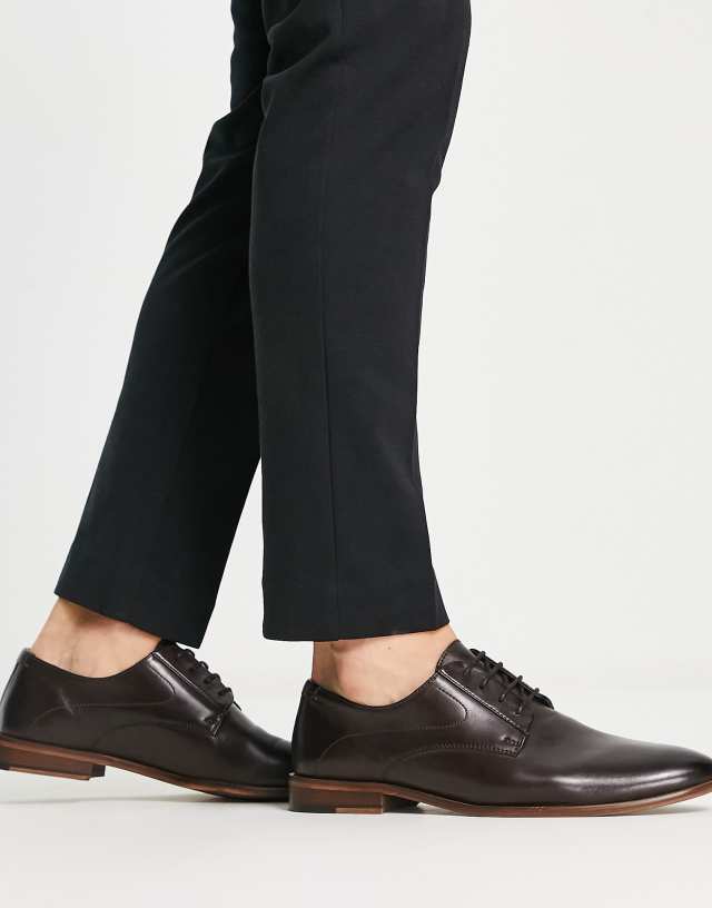 ASOS DESIGN derby lace up shoes in brown leather