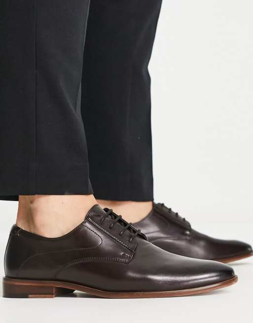 ASOS DESIGN derby lace up shoes in brown leather