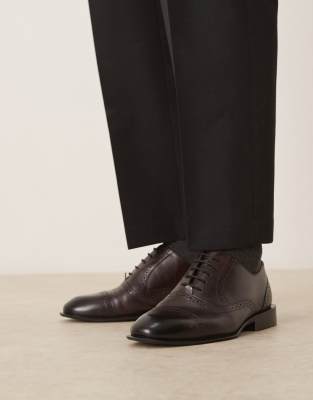 derby lace up shoes in burgundy leather-Red