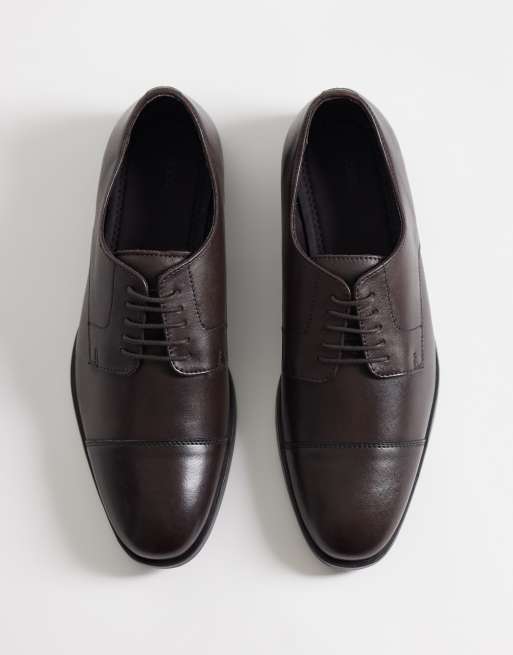 ASOS DESIGN – Derby-Schnürschuhe aus braunem Leder mit Zehenkappe, 2 von 4