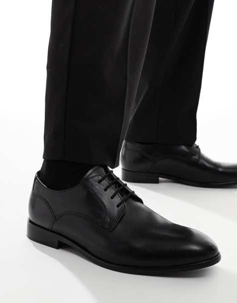 ASOS DESIGN – Derby-Schnürschuhe aus schwarzem Leder - view 1