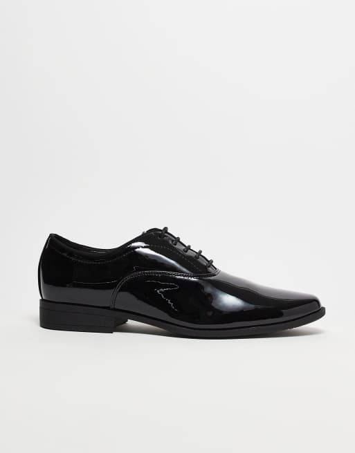 ASOS DESIGN Derby Schnurschuhe in Lackschwarz