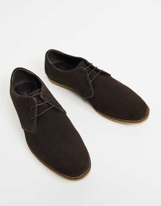 ASOS DESIGN - Derby schoenen in bruin suède met bies langs de rand