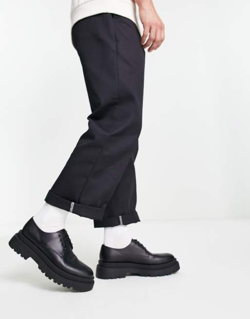 ASOS DESIGN - Derby schoenen met dikke zool van zwart imitatieleer, 2 van 4