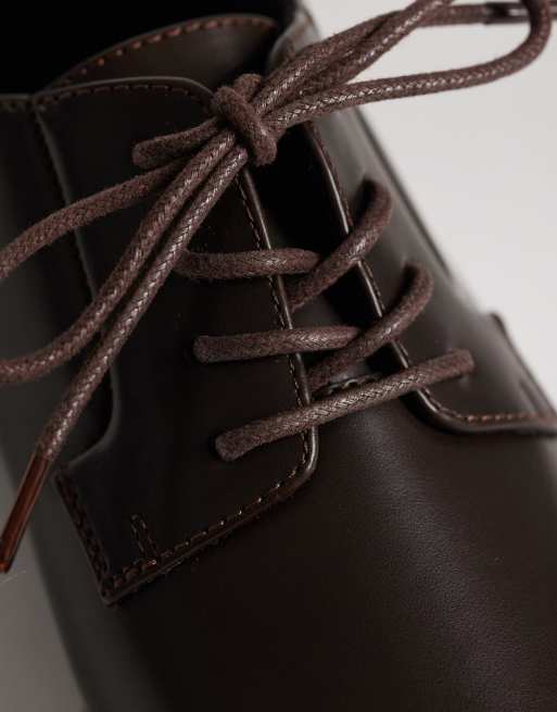 ASOS DESIGN - Derby schoenen met veters in bruin, 2 van 4