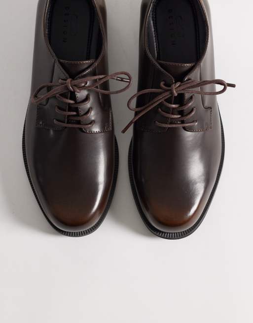 ASOS DESIGN - Derby schoenen met veters in bruin, 3 van 4