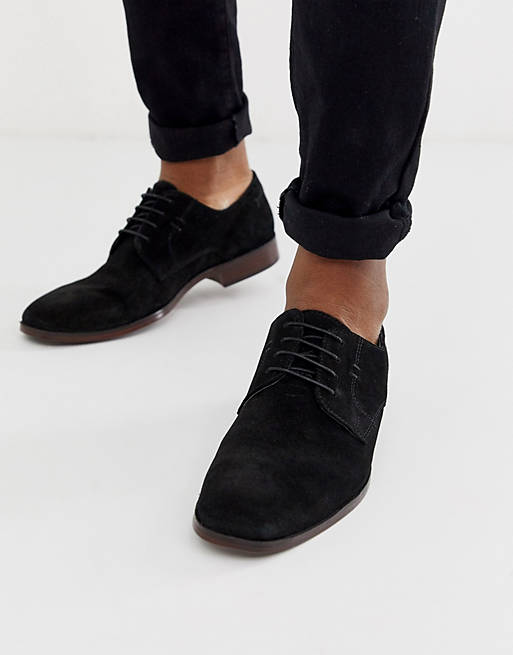 ASOS DESIGN – Derby-Schuhe aus schwarzem Wildleder mit Natursohle