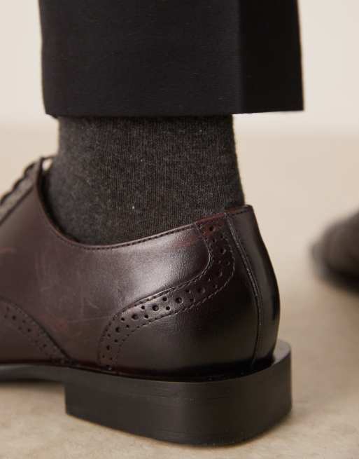 ASOS DESIGN – Derby-Schuhe zum Schnüren aus Leder in Burgunderrot, 4 von 4