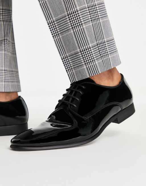 ASOS DESIGN derby shoe in black patent faux leather