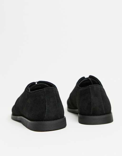 ASOS DESIGN derby shoes in black suede with piped edging, 4 of 4