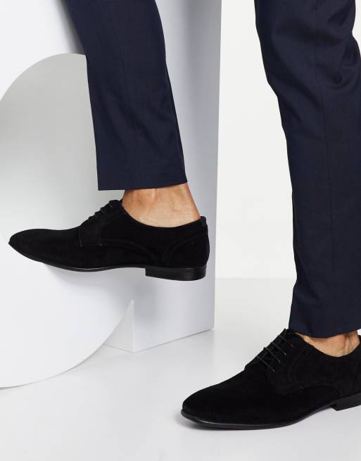 Black suede shop derby shoes mens