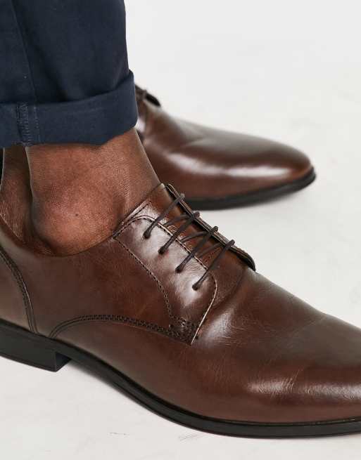 ASOS DESIGN derby shoes in brown leather | ASOS