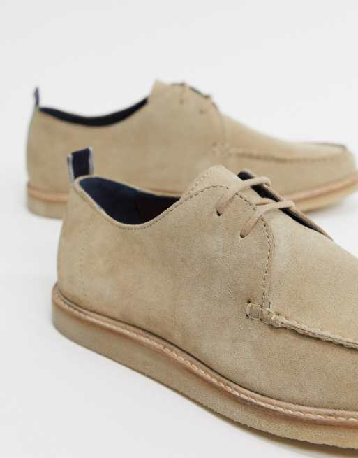 ASOS DESIGN derby shoes in stone suede with crepe sole | ASOS