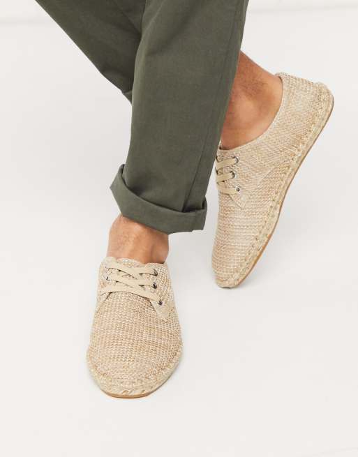 ASOS DESIGN – Derby – Stenfärgade korgvävda espadriller