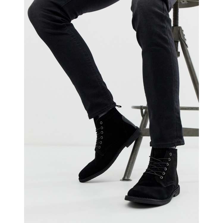 Asos black store desert boots