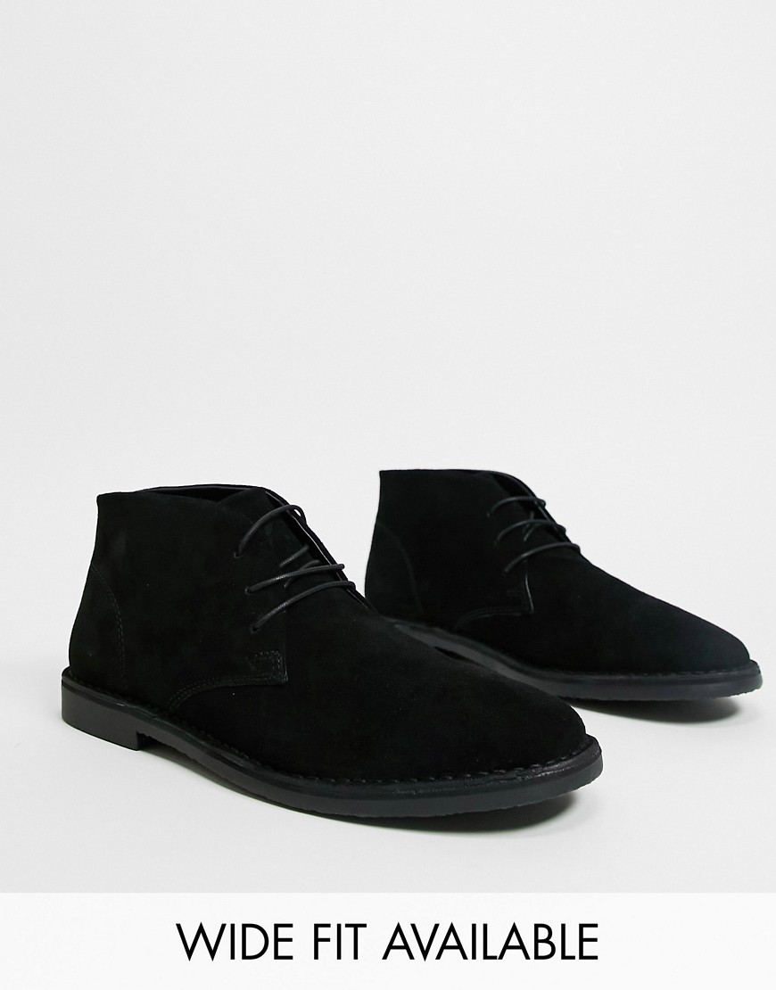 Asos Design Chukka Boots In Black Faux Suede