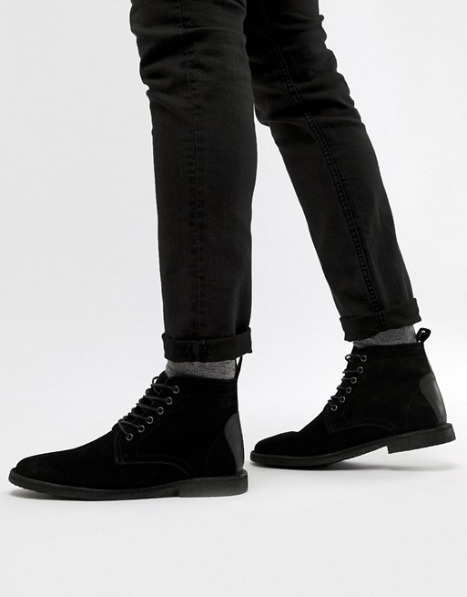 Asos Design Desert Boots In Black Suede Asos