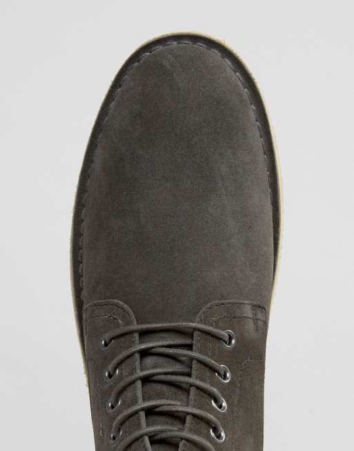 ASOS DESIGN desert boots in grey suede with leather detail