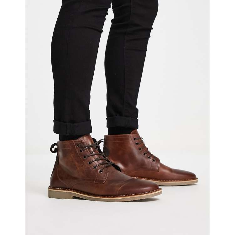 ASOS DESIGN desert boots in tan leather with suede detail