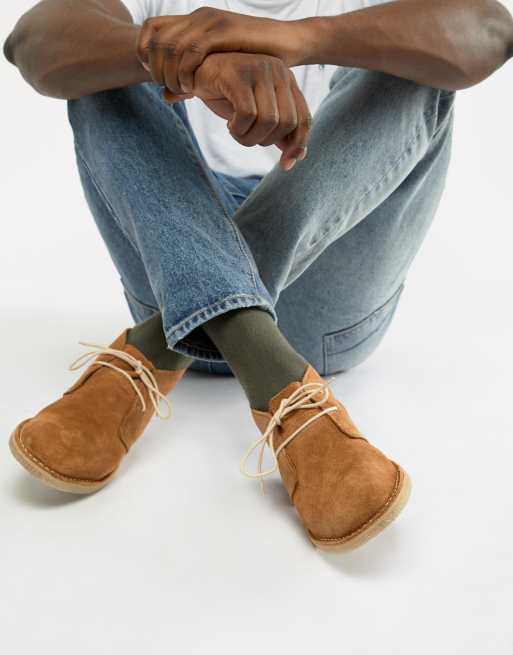 Asos design desert boots in shop tan leather with suede detail