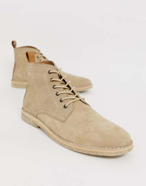 Asos design desert boots in hot sale tan leather with suede detail