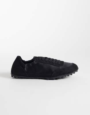 Asos Design Desire Slim Sole Lace Up Sneakers In Black