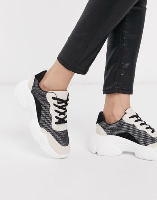 ASOS DESIGN Destined chunky sneakers in beige and glitter | ASOS
