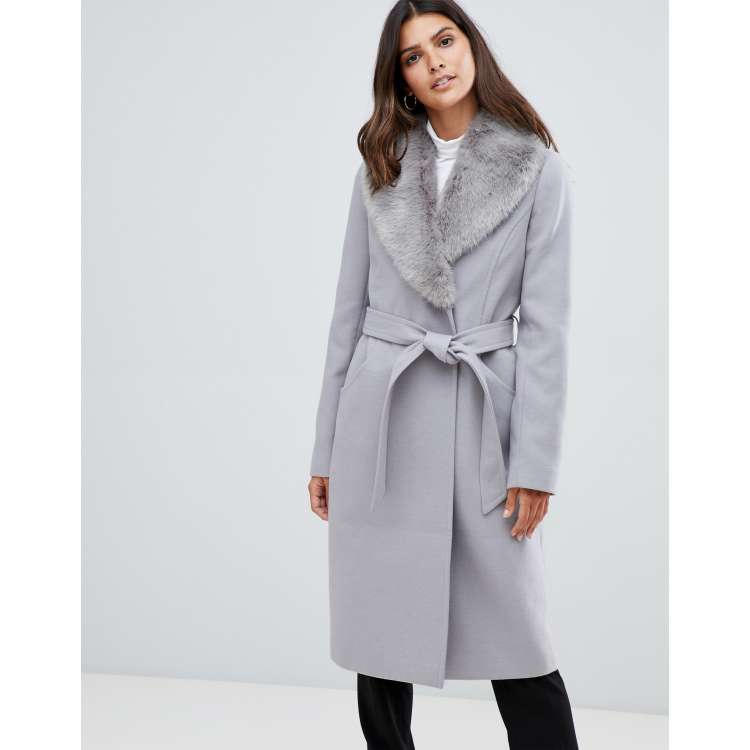 Asos design waterfall collar coat with tie outlet belt