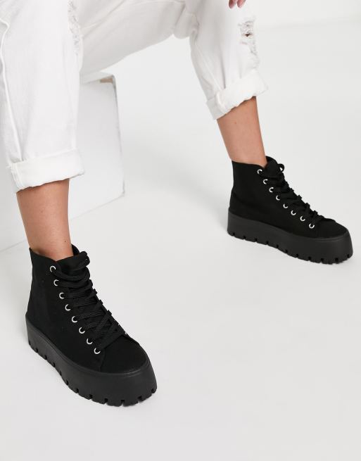 Asos design high top outlet sneakers in black mesh