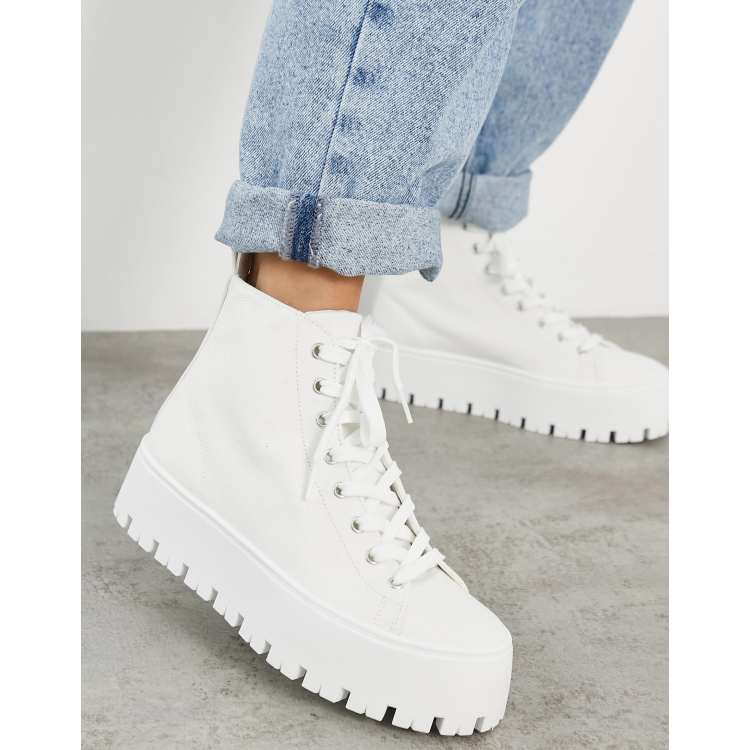 ASOS DESIGN Detra chunky high top canvas trainers in white