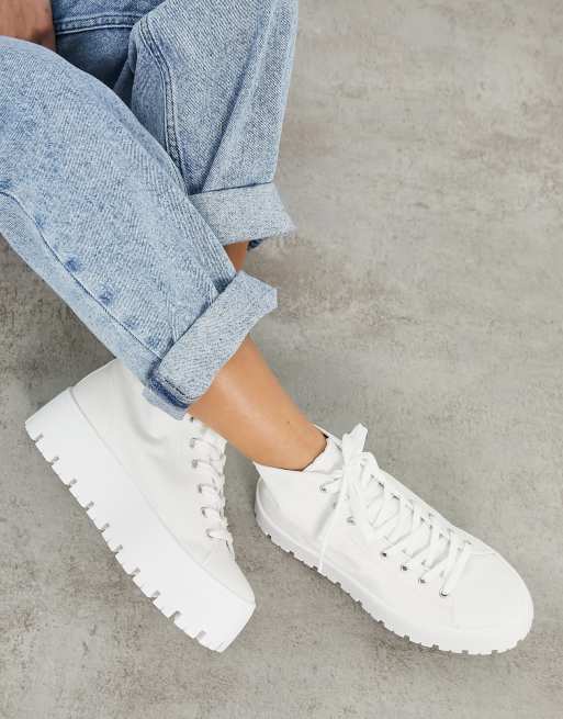 ASOS DESIGN Detra chunky high top canvas trainers in white