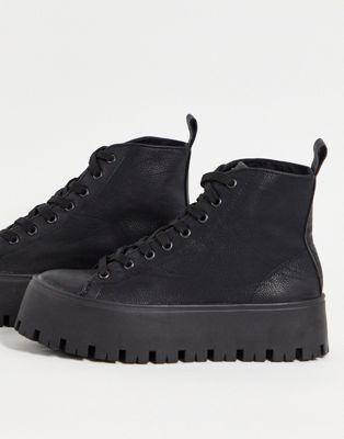 ASOS DESIGN Detra chunky high top trainers in black
