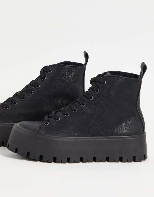 ASOS DESIGN Detra chunky high top trainers in black | ASOS