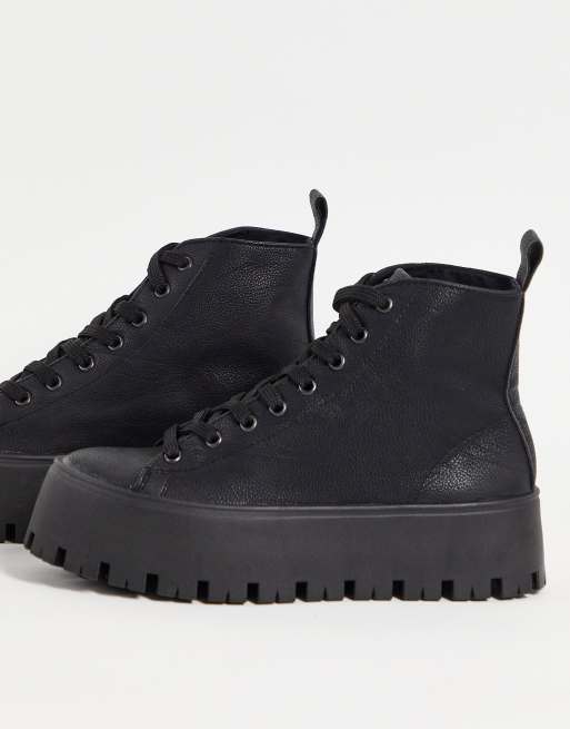 ASOS DESIGN - Detra - Hoge sneakers met dikke zool in zwart