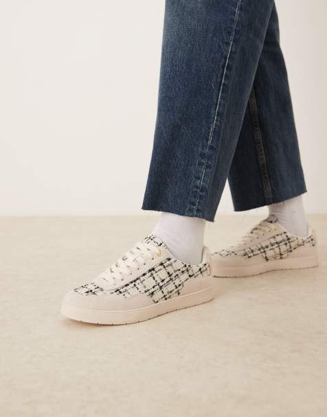 ASOS DESIGN Deuce lace up sneakers in natural tweed - view 1